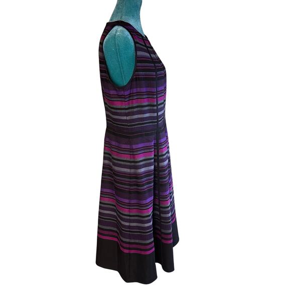 Anne Kleine Women 10 a-line dress fully lined piping Black purple sleeveles - Picture 5 of 12